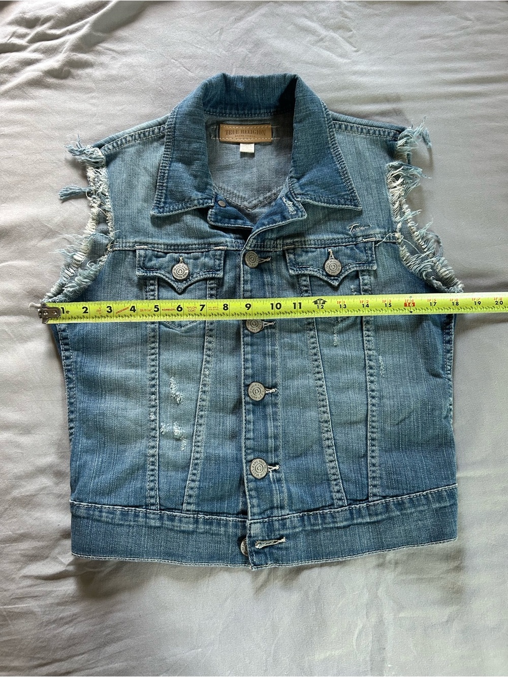 True Religion Women’s XS Jean Biker Vest Distressed - Picture 6 of 8
